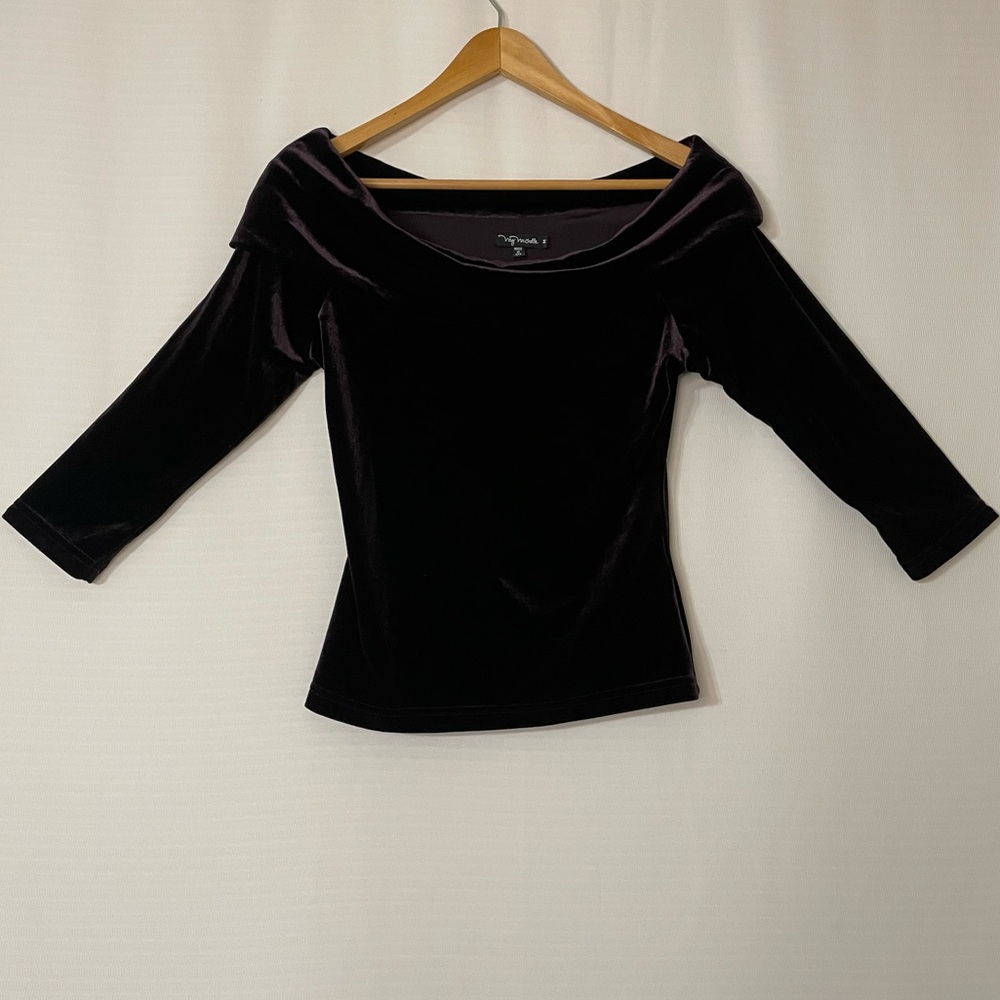 Vintage My Michelle Velvet Off Shoulder Top Deep Purple Women’s M Y2K Top